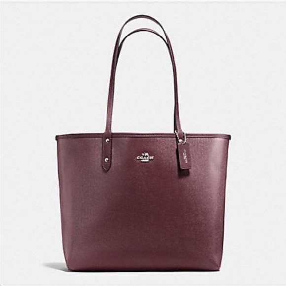 Coach Large City Reversible Tote - Birds and Burgundy - Picture 4 of 6